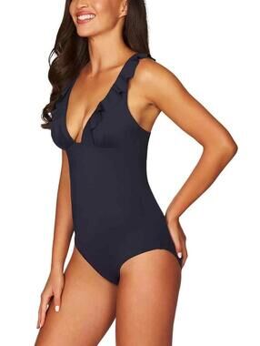 Sea Level Frill One-Piece Swimsuit Black Size 12